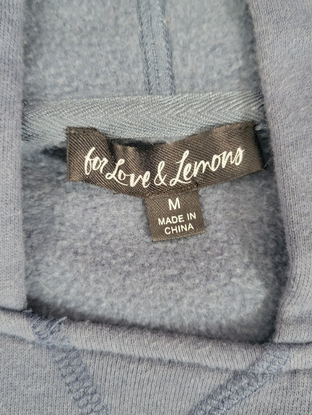 For Love And Lemons Slate Blue Cropped Hoodie Cinched Waist Hem Size Medium - Picture 8 of 12